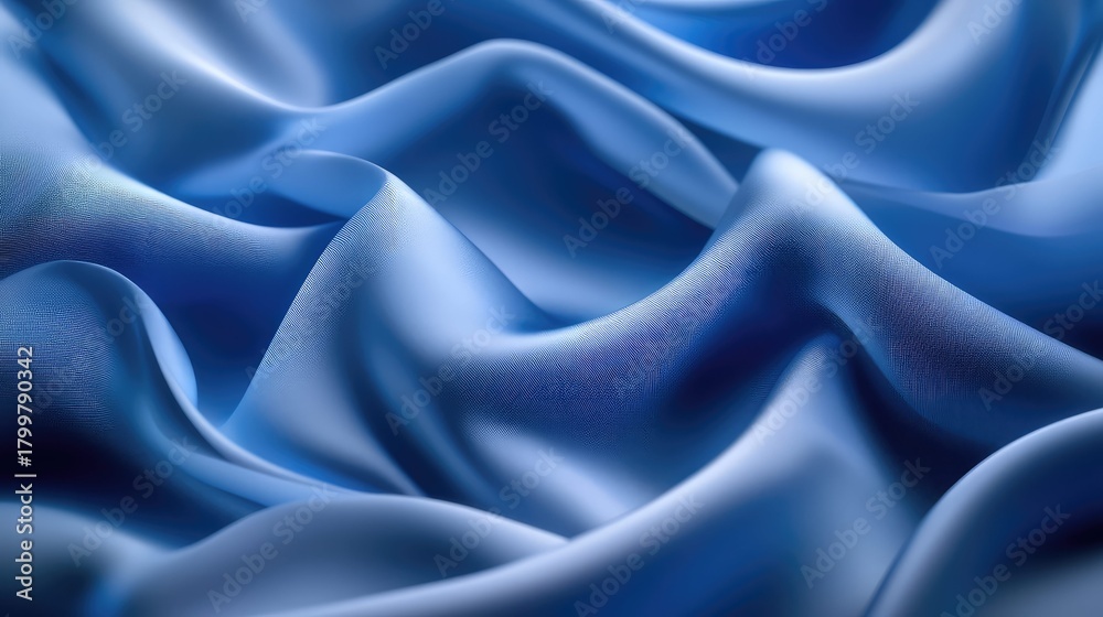 Obraz premium Blue flowing fabric creating abstract silky texture background