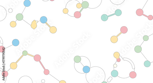 Whimsical Molecular Connections: Abstract Pastel Colored Chemical Structure Illustration