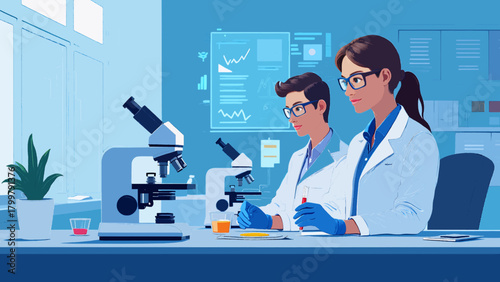 Medical Research Laboratory Vector Illustration