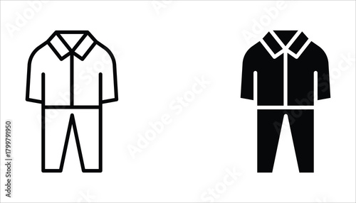 Pajamas icon set, of vector icons isolated on a white background.