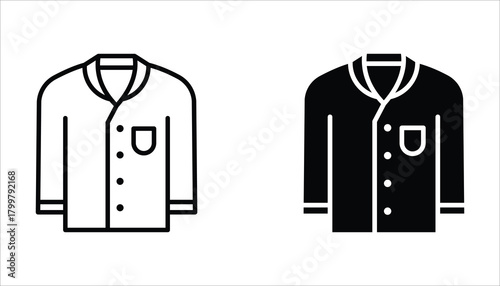 Pajamas icon set, of vector icons isolated on a white background.