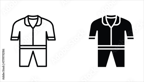 Pajamas icon set, of vector icons isolated on a white background.