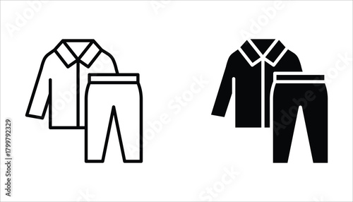 Pajamas icon set, of vector icons isolated on a white background.