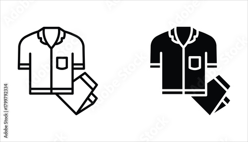 Pajamas icon set, of vector icons isolated on a white background.