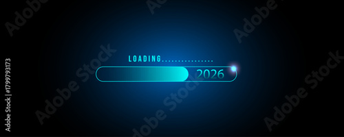 Loading 2026 Futuristic Progress Bar Background for New Year countdown visuals, tech-style greeting cards, digital banners, social media posts, and modern UI-inspired designs.