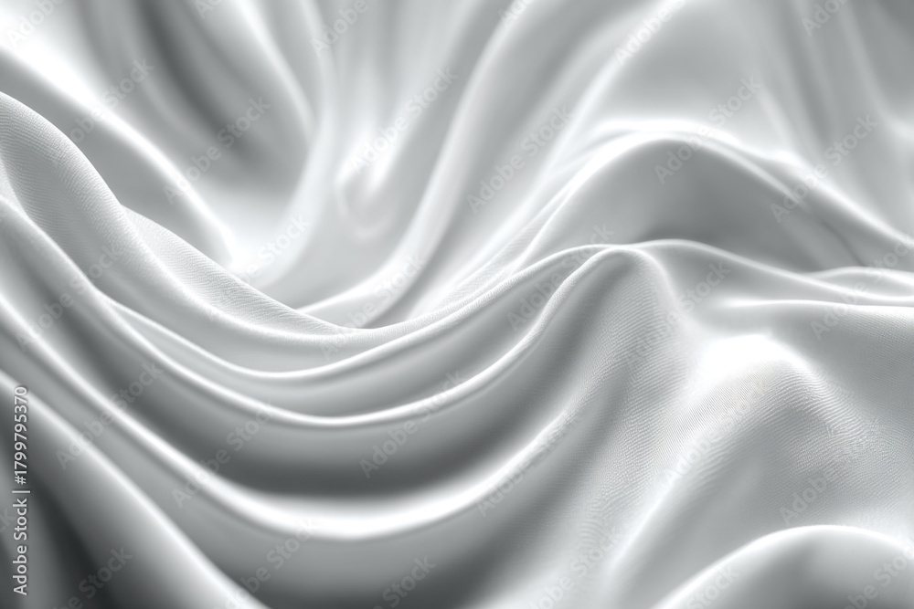 Obraz premium Elegant white fabric flowing with soft waves and subtle texture creating a smooth abstract background