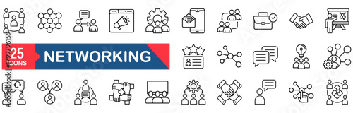 Networking icon set. icon set vector illustration concept for network, human relationships, seminar, social, connection, community, meeting