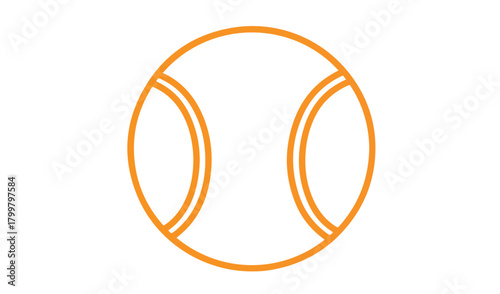 Simple orange outline of a tennis ball on white background