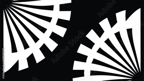 Abstract Geometric Fan Shapes on Black Background pattern