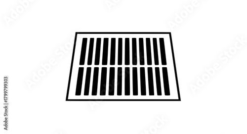Drain cover grate black white icon