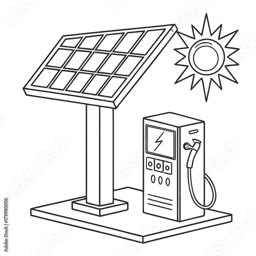 Solar powered charging station isolated on for electric vehicle