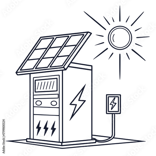 Solar powered charging station isolated on for electric vehicle