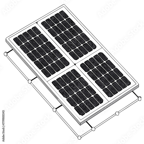 Illustration of a solar panel array isolated on