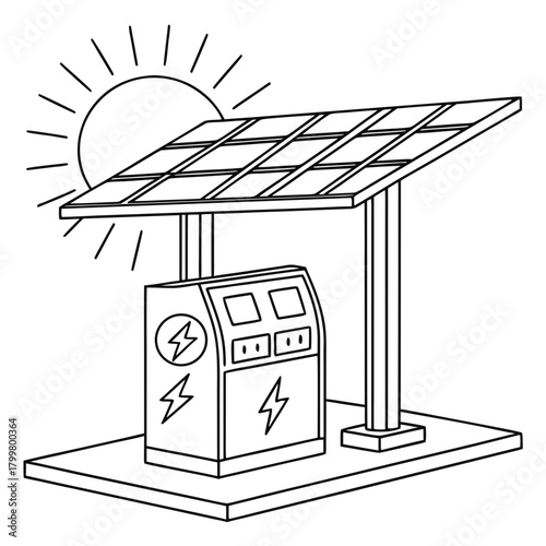 Solar powered charging station isolated on for electric cars