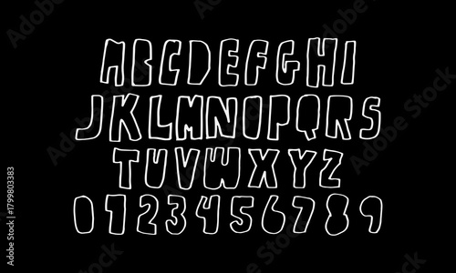 square and hollow handwritten abstract brush alphabet design