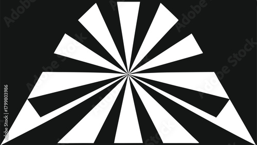 Abstract White Sunburst Pattern On Black Background bright