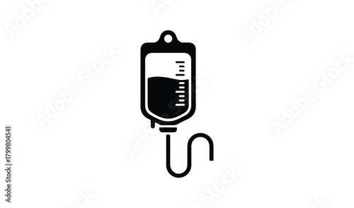 Simple black and white icon of an intravenous drip bag