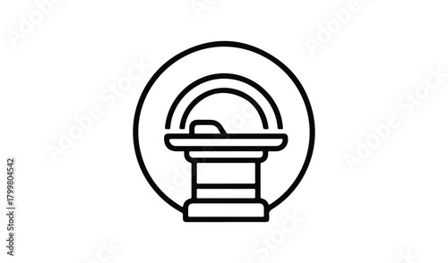 Simple line art icon of a medical scanner or mri machine