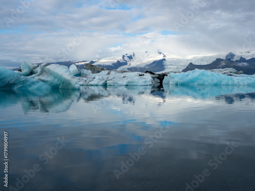 Icebergs floating in Iceland's Jokulsarlon Glacier Lagoon in early morning