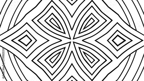 Black and White Abstract Geometric Pattern with Concentric Diamond Shapes background