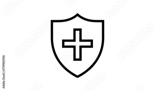 Shield with a cross symbol representing protection and healthcare
