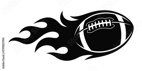 American football and rugby ball vector illustration with tribal fire flame design, suitable for car stickers, motorcycle decals, sports logos, and graphic templates.