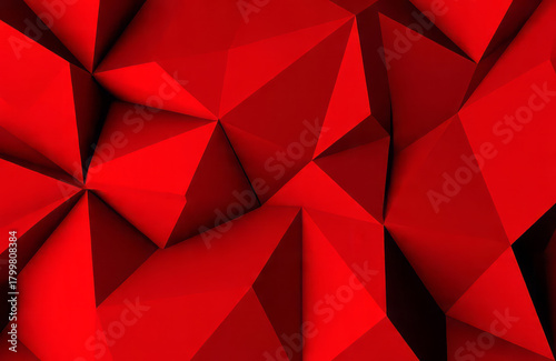 Abstract Red Low Poly Geometric Background Texture.