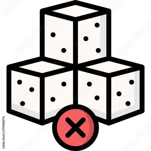 no sugar icon illustration design with filled outline