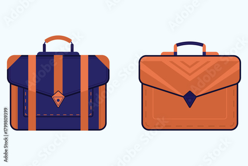 Business briefcase vector design set. Professional business bag vector illustration. Toolbox case design. Office document hand bag.