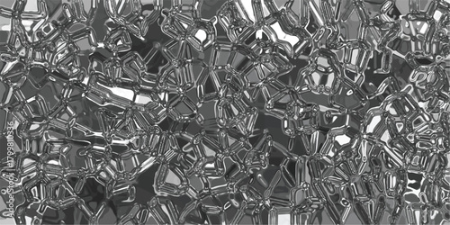 Abstract metallic crystal texture with sharp geometric facets and reflective surfaces creating a complex crystalline structure in shades of gray and silver