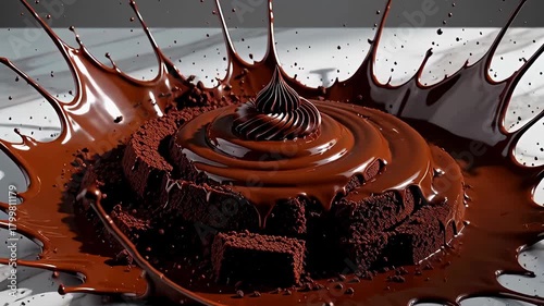 Chocolate cake topples and breaks on polished surface in entertaining kitchen mishap