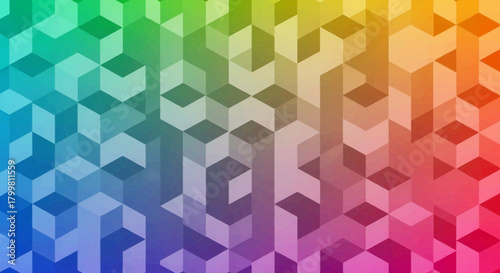 Seamless pattern of colorful isometric cubes
