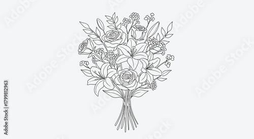 Floral bouquet outline with transparent background