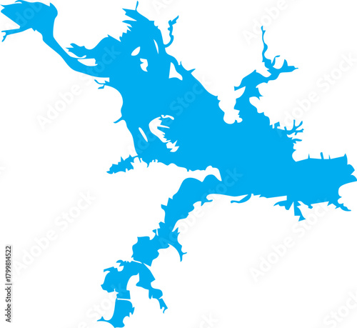 Lake Robert S. Kerr Map Shape Reservoir in Oklahoma