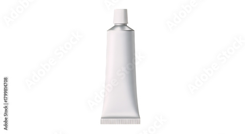 Clean blank silver aluminum tube for cosmetic cream, paint, or medical ointment product mockups, ready for branding and design, isolated on a clean transparent background