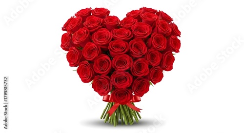 Heart-Shaped Bouquet of Red Roses