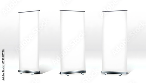 Three Blank Roll-Up Banners for Event Display and Marketing Use