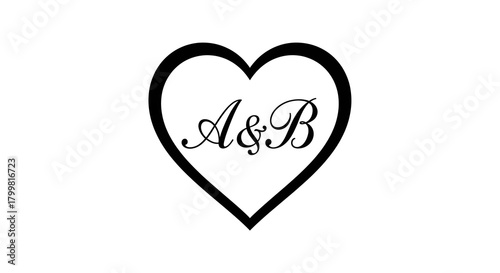 Heart with 'A & B' Design for Wedding or Anniversary