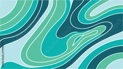 Flowing Abstract Waves in Teal and Turquoise Hues background pattern