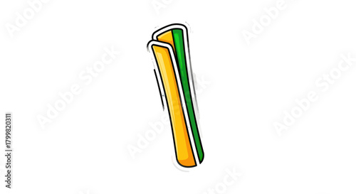Two colorful cartoon popsicle sticks isolated on white.