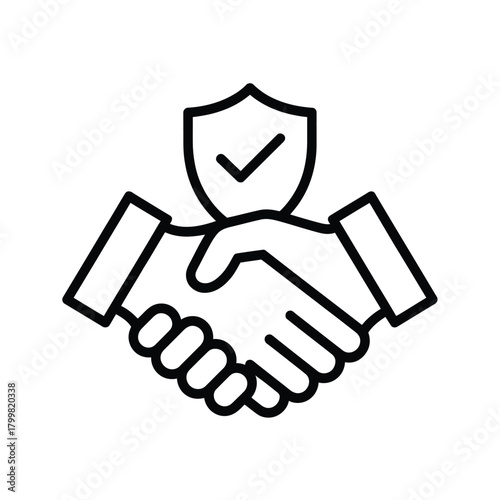 Handshake with shield and check mark icon symbolizing trust and security