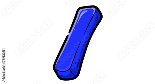 Vibrant Blue Rectangular Object with Rounded Edges and Glossy Finish.