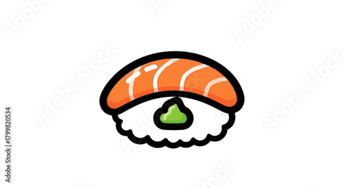Sushi Nigiri with Salmon and Wasabi Illustration.