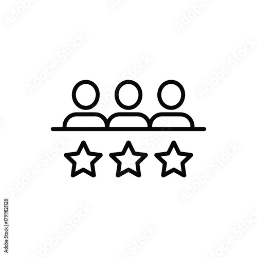 Customer feedback and rating icon with three people and stars