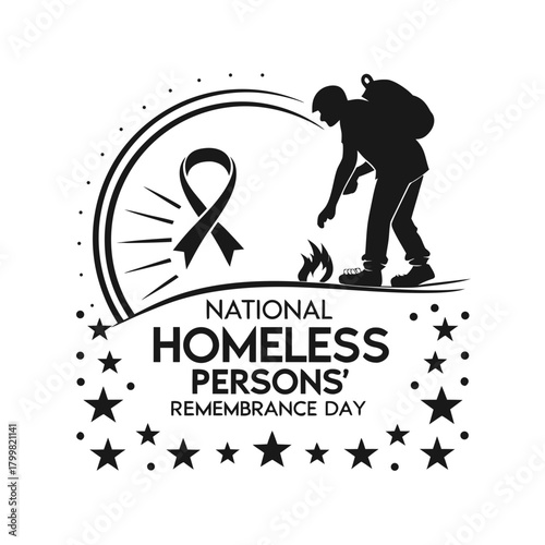 NATIONAL HOMELESS PERSONS' REMEMBRANCE DAY vector illustration isolated on white background