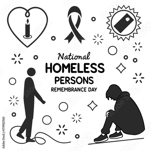 NATIONAL HOMELESS PERSONS' REMEMBRANCE DAY vector illustration 