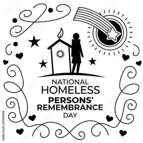 NATIONAL HOMELESS PERSONS' REMEMBRANCE DAY vector illustration 