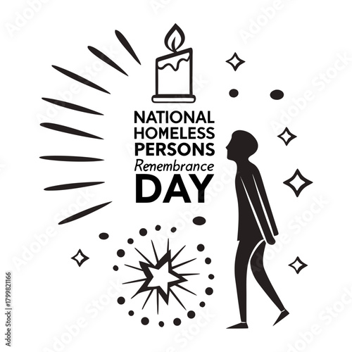 NATIONAL HOMELESS PERSONS' REMEMBRANCE DAY vector illustration 
