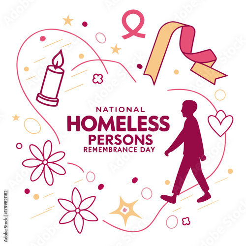 NATIONAL HOMELESS PERSONS' REMEMBRANCE DAY vector illustration isolated on white background