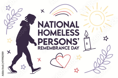 NATIONAL HOMELESS PERSONS' REMEMBRANCE DAY vector illustration 